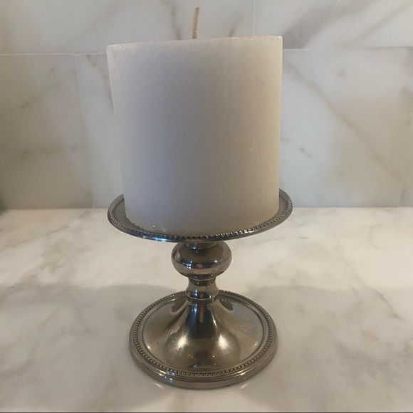 Silver Plate Pedestal Candle Holder - 3”H - Picture 6 of 6